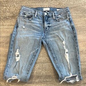 FRAME Le Garçon Size 27 Distressed Blue Jeans